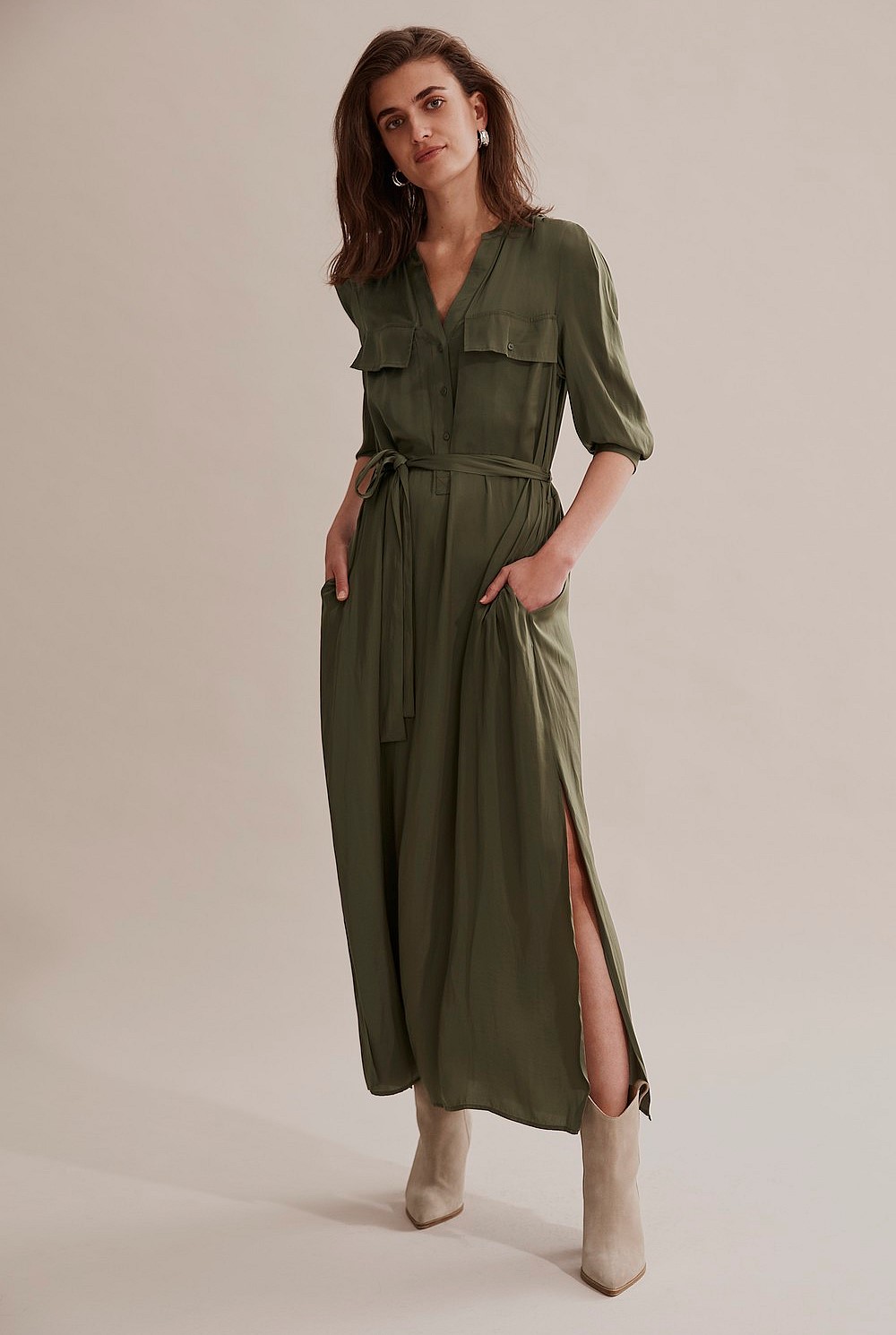pocket detail shirt dress Roll Sleeve Pocket Shirt Dress | Coastal Stripe Wash | M