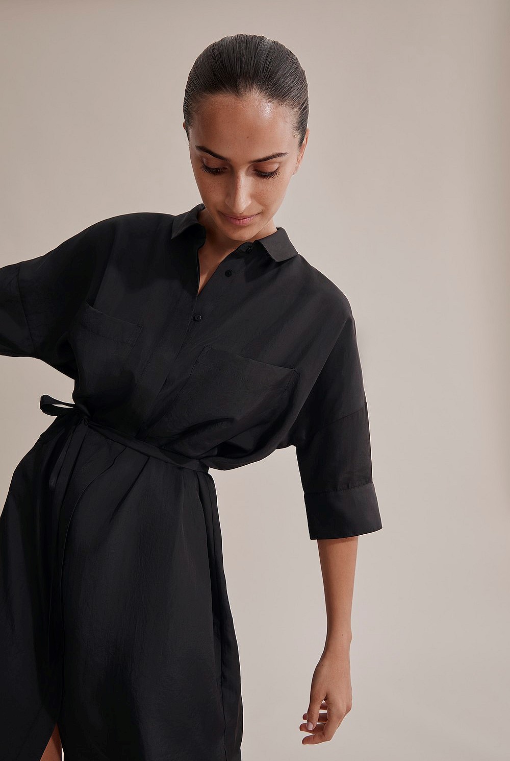 black work shirt dress Black Shirt Dress, Women Shirt Dress, Plus Size Dress, Collar Dress, Office Dress, Plus Size Clothing, Black Dress, Occasion Dress, Guntina