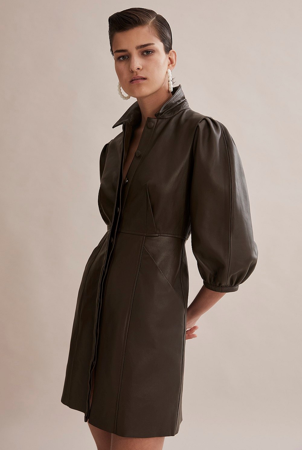 country road leather dress Women's S Country Road Black SOFT Leather Long Blazer Leather Coat Matrix Dress