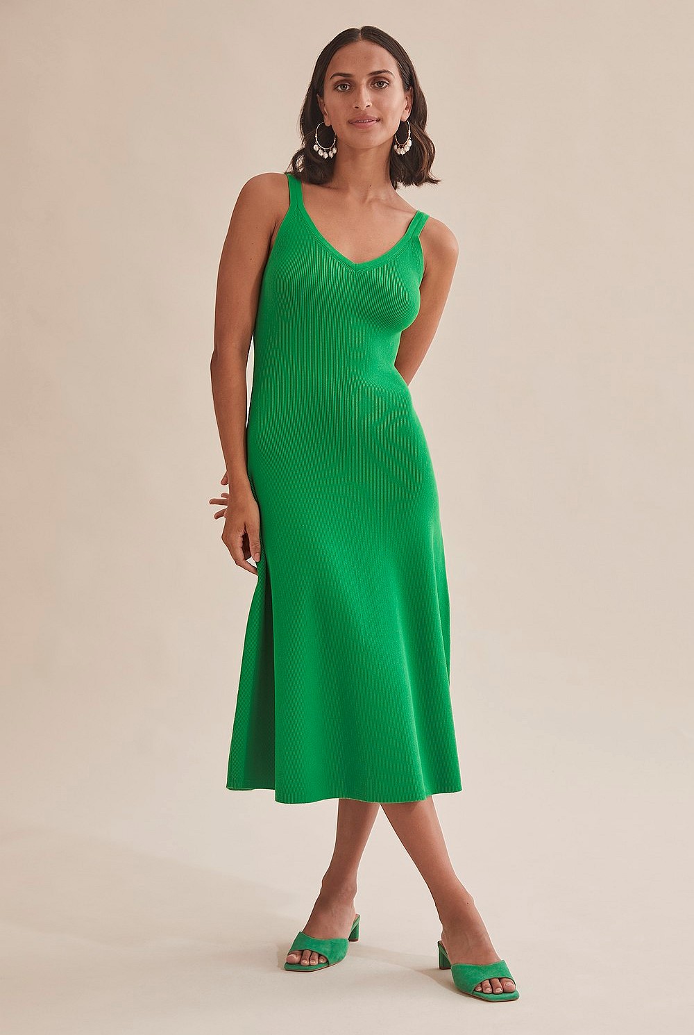country road emerald green dress Vivid Green Rib Slip Knit Dress - Dresses