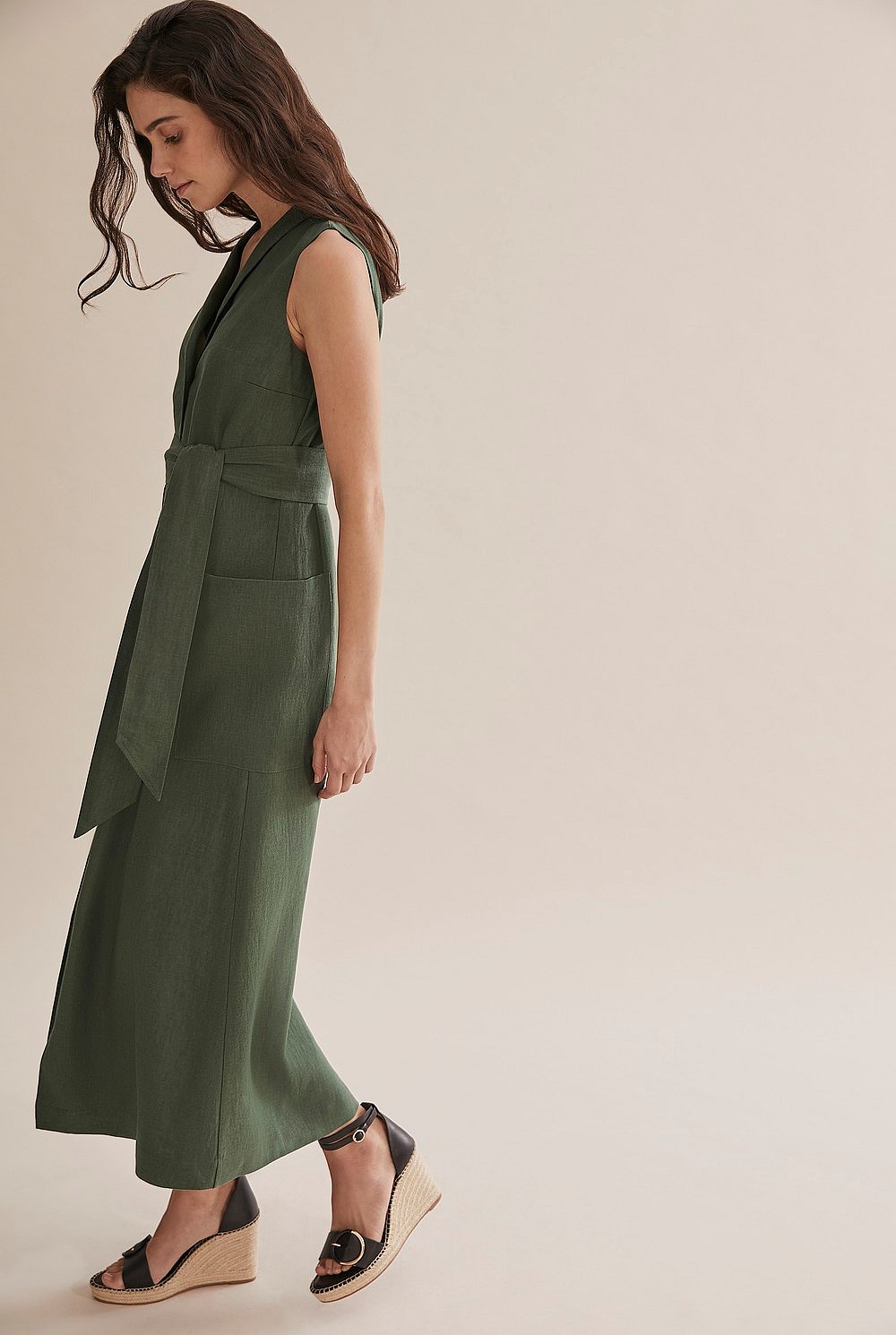 country road green linen dress Moss Green Linen Button Front Maxi Dress - Dresses