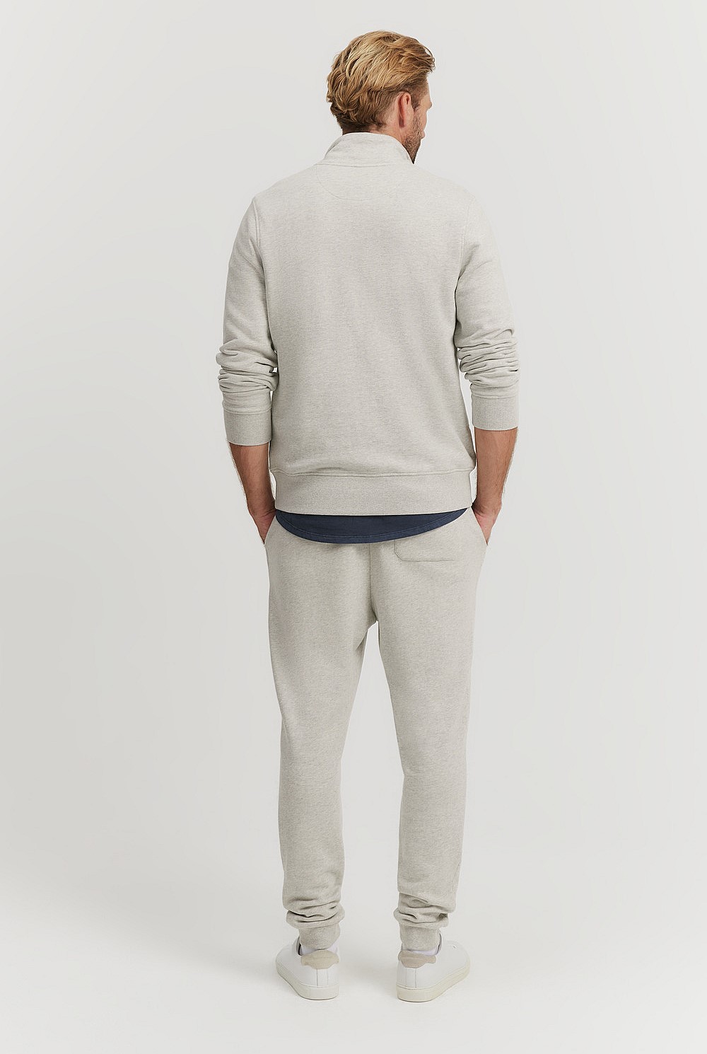 Light Grey Marle Verified Australian Cotton Half Zip Heritage