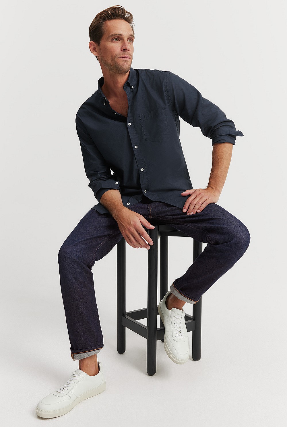 Navy Regular Fit Washed Oxford Shirt Casual Shirts Country Road