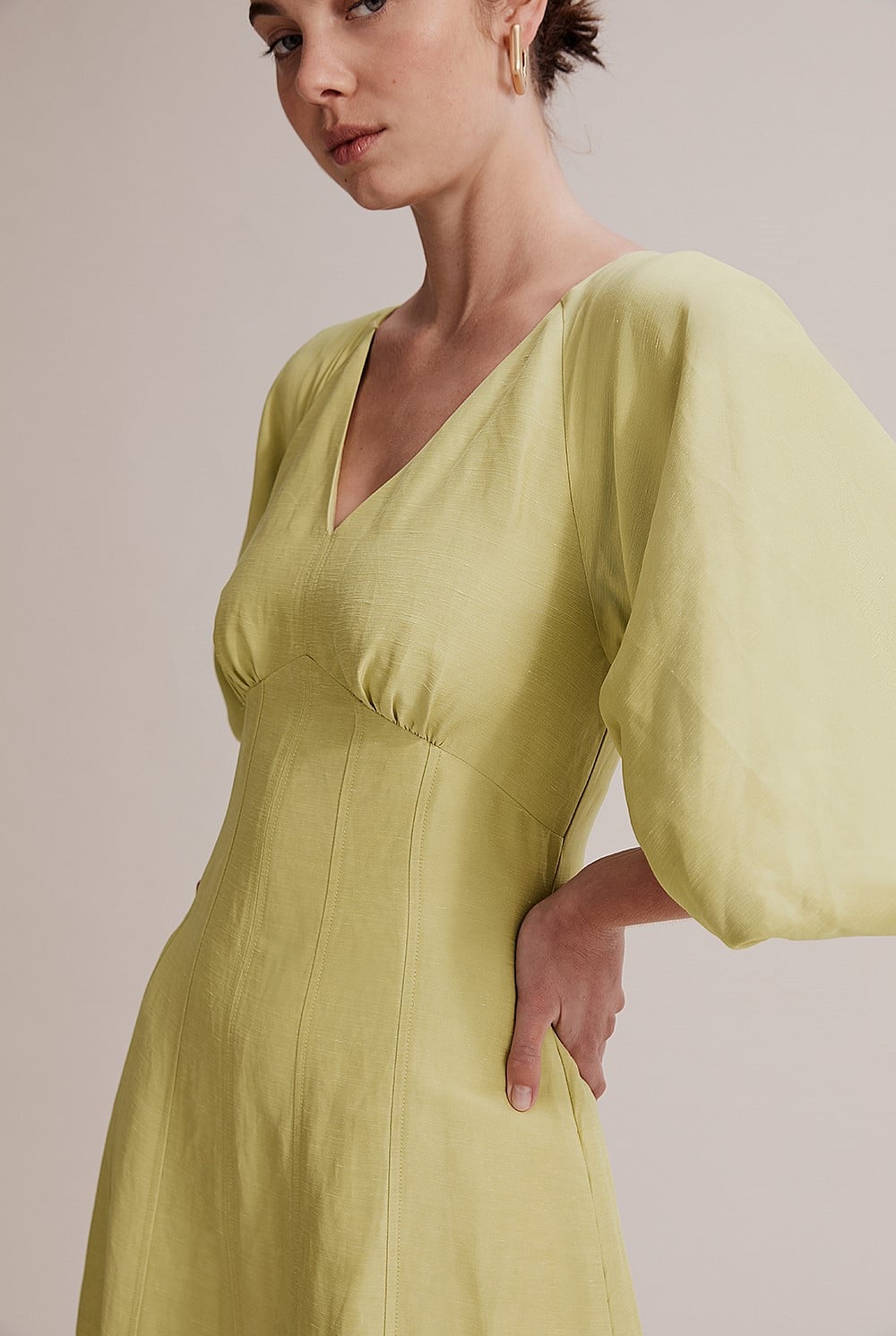green country road dress Country Road long one shoulder linen dress. Worn