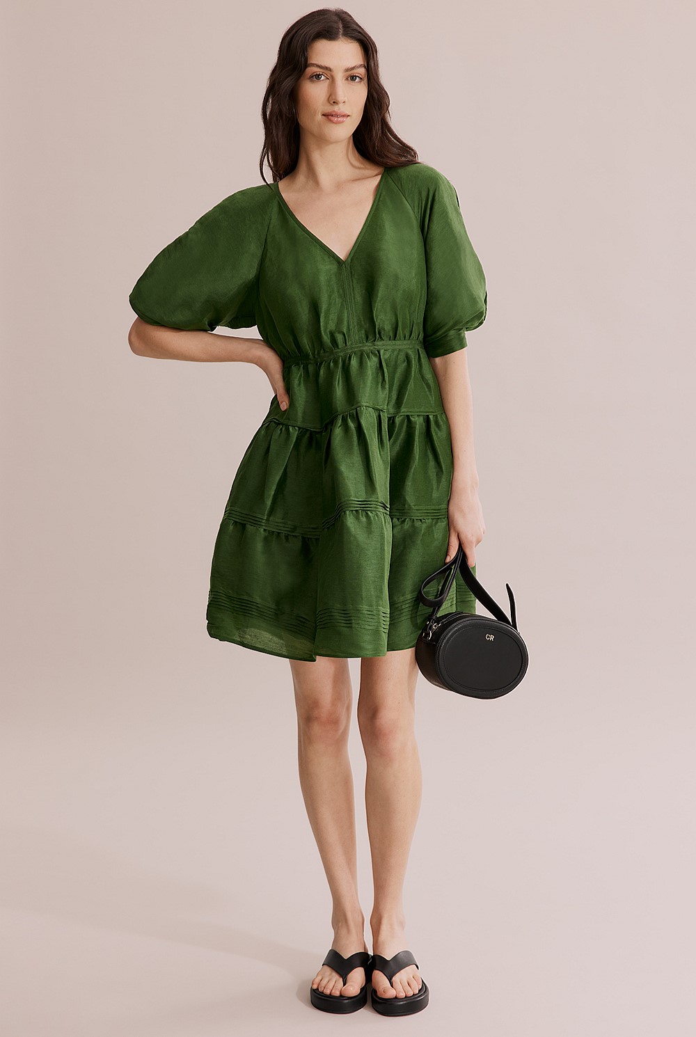 country road puff sleeve mini dress BNWT COUNTRY ROAD Mini Dress Size 8 10 12, XS S M, Green Puff Sleeve Dress LINED