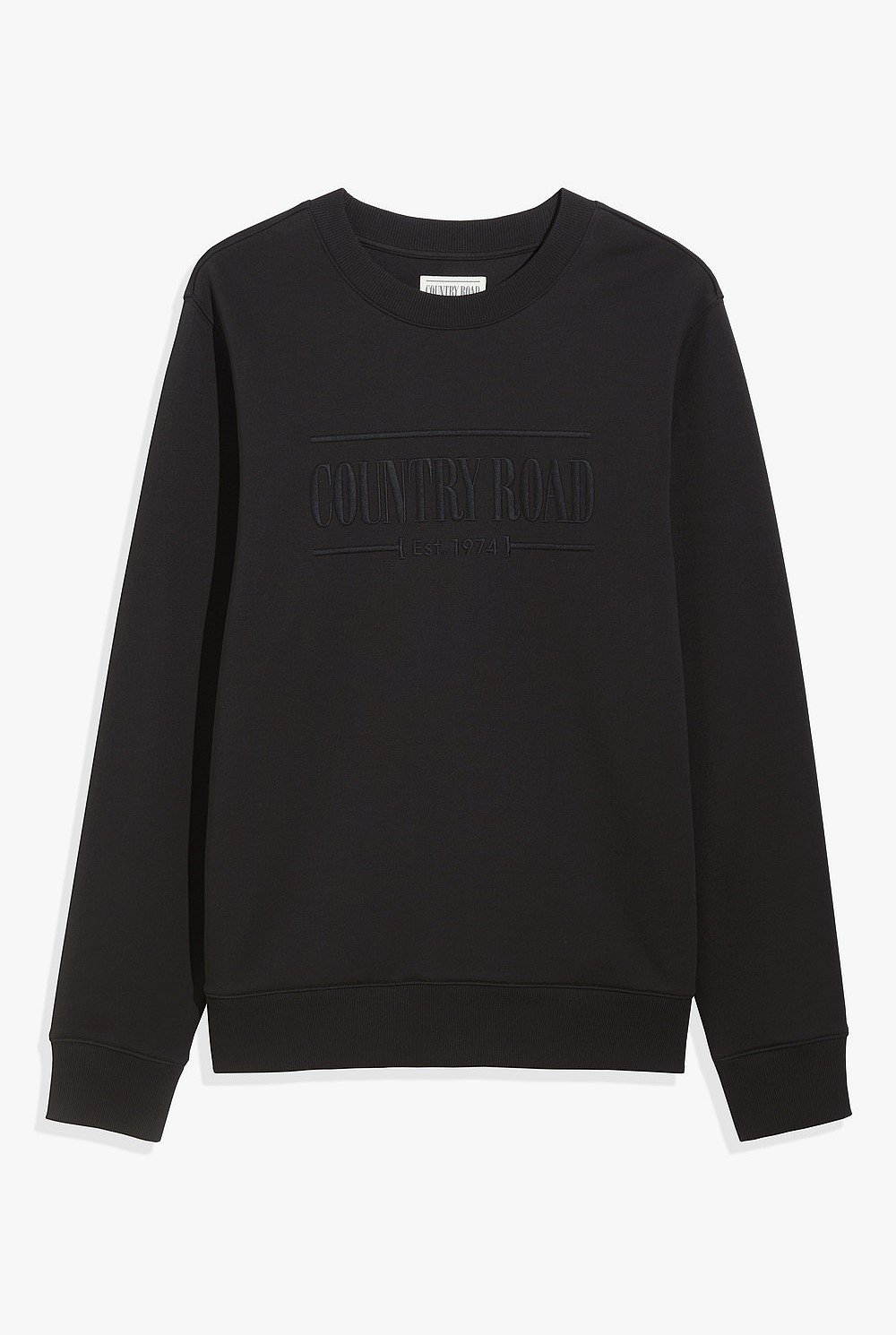 Australian Cotton Country Road Crew Neck Sweater Black Verified