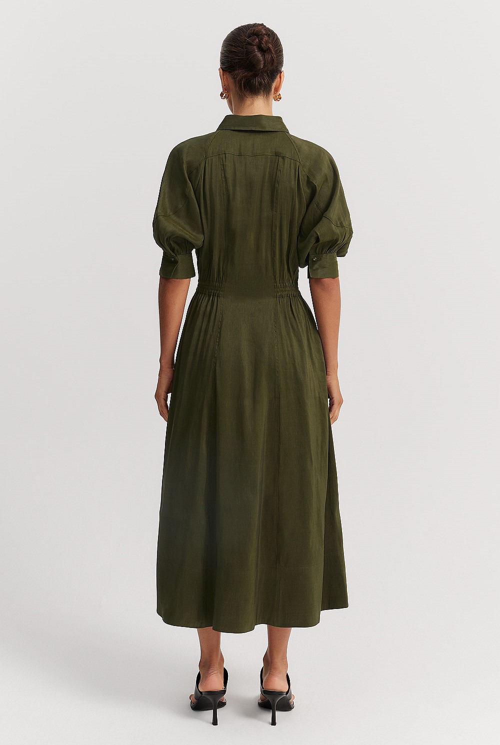 green emerald velvet dress Girl In Mind Emerald Green Ruched Detail Midi Dress