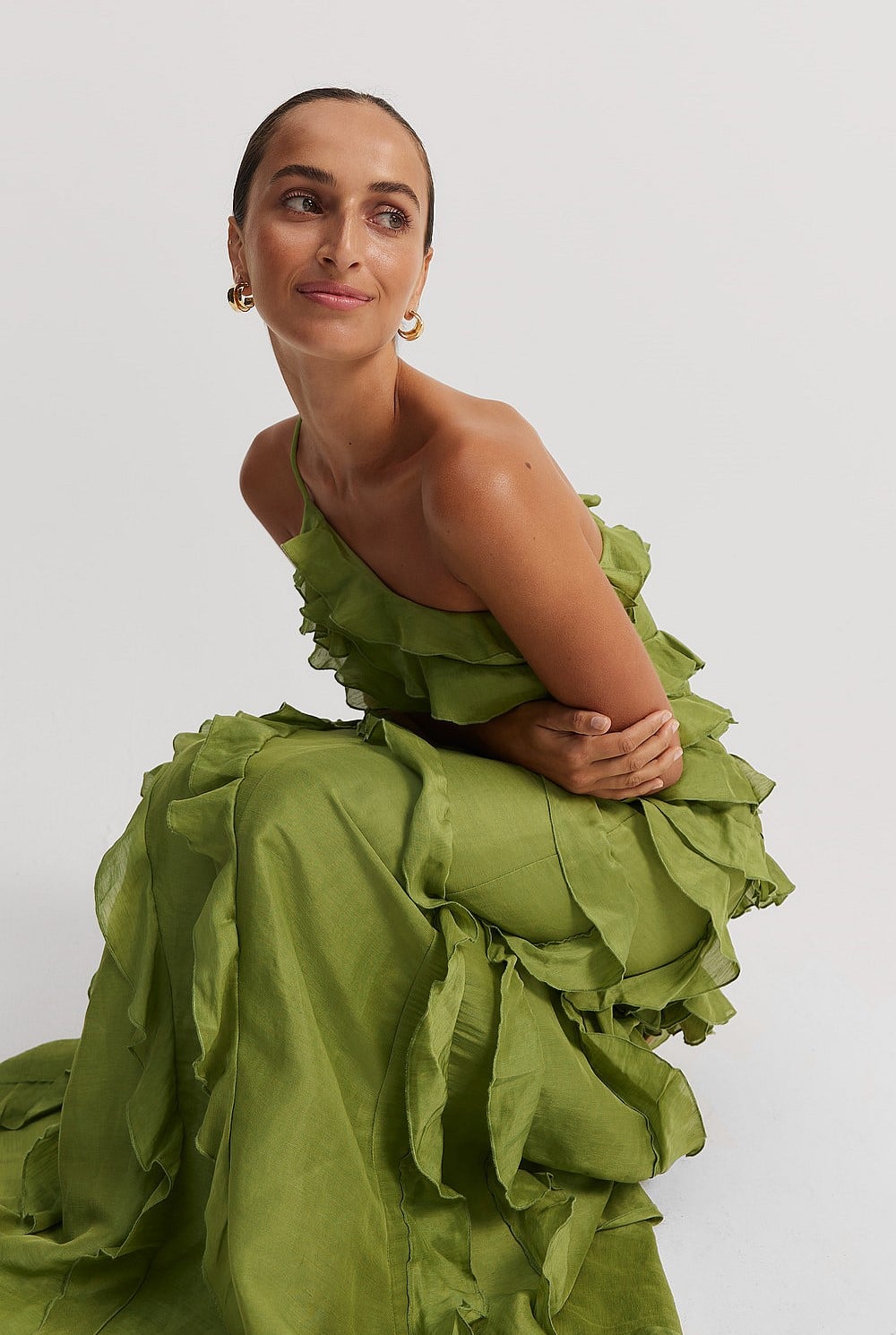 country road green ruffle dress Cactus Ruffle Maxi Dress - Dresses