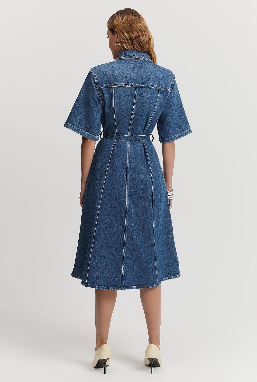 short sleeve denim midi dress ClodeEU Women's Collar Button Down Shirt Dress,Casual Loose with Pocket Blue,Women's Plus M gathered waistband and spacious side pockets Trina Turk Ashe 2 Short