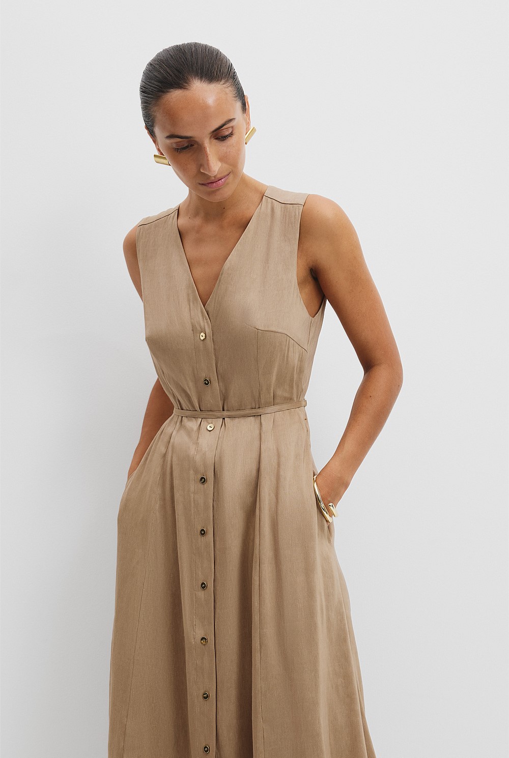 country road linen midi dress Sunrise Linen Wrap Midi Dress - Dresses
