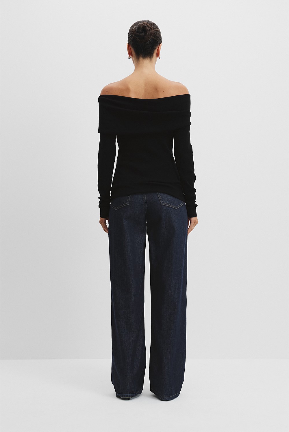 Black Off-Shoulder Detail Knit - Knitwear | Country Road