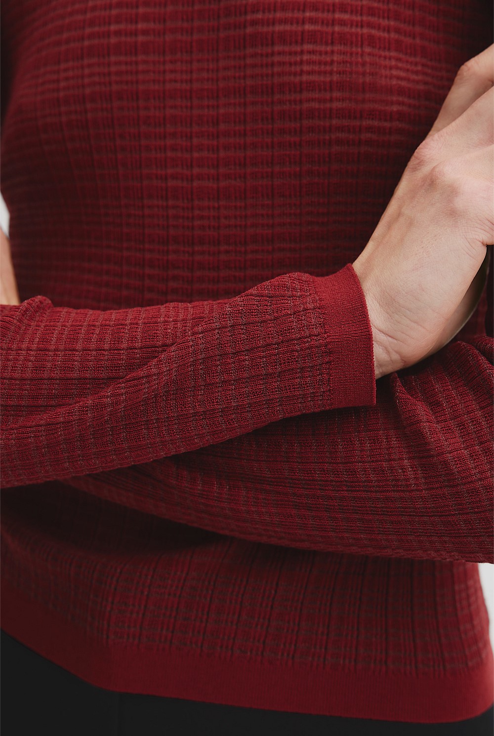 Brick Mesh Long Sleeve Knit Top - Knitwear | Country Road