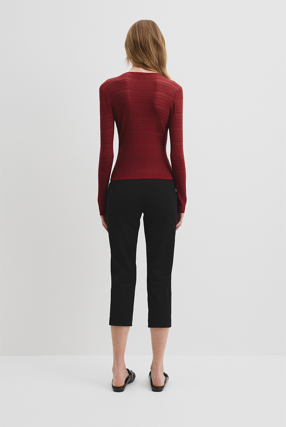 Brick Mesh Long Sleeve Knit Top - Knitwear | Country Road