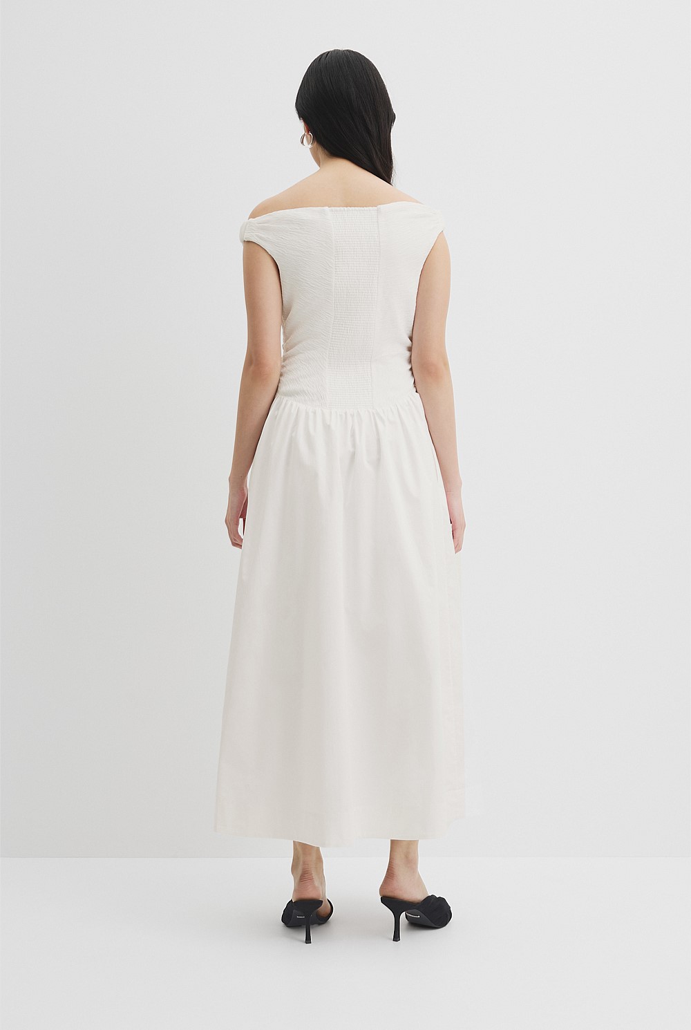 country road off the shoulder dress Country Road Off Shoulder Tuck Dress