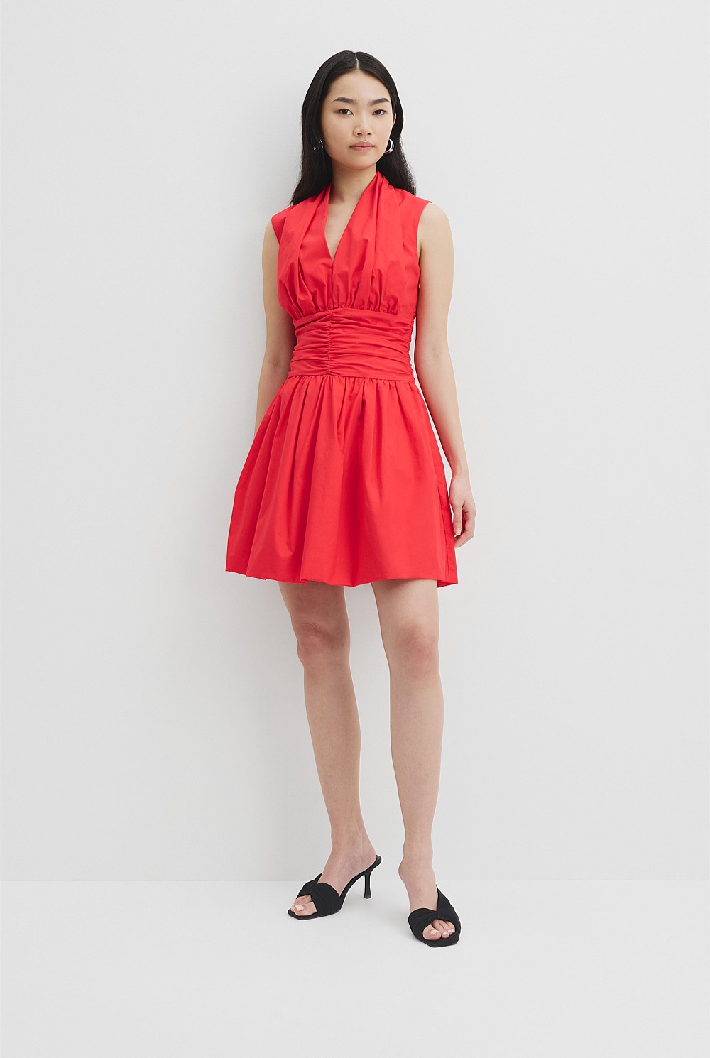 red dress country road Watermelon Red Check Full Sleeve Dress - Dresses