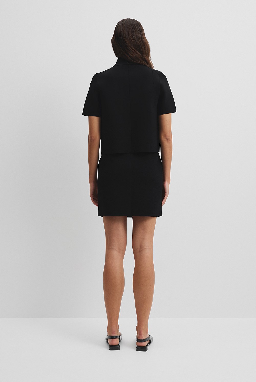 Black Short Sleeve Compact Zip Knit - Coordinating Sets | Country Road