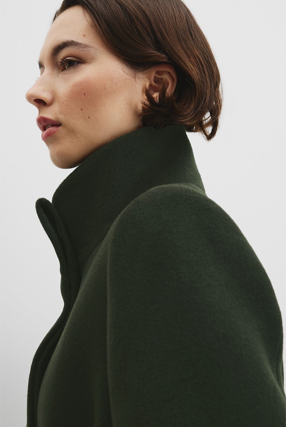 Moss Green Stand Collar Coat - Winter Shop | Country Road