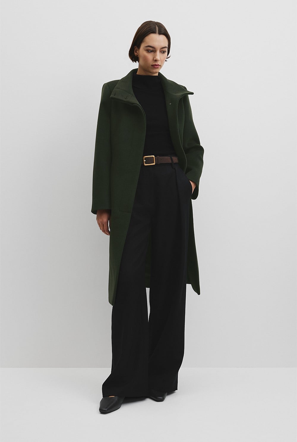 【即完売の緑】REVERSIBLE STAND COLLAR COAT Moss Green Stand Collar Coat - Winter Shop | Country Road