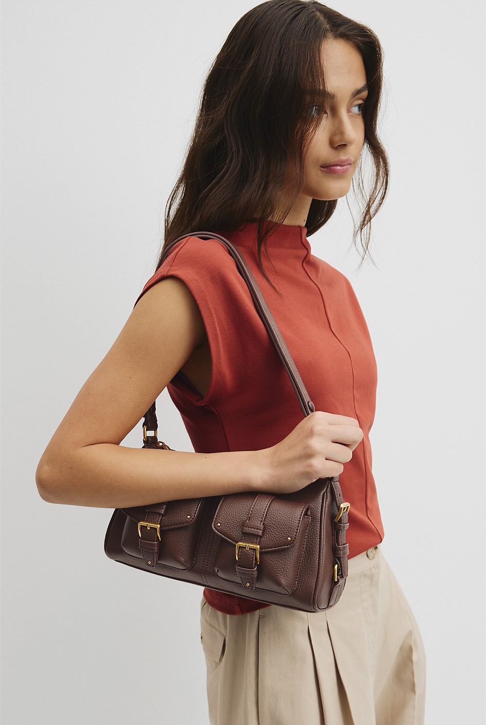 Stud Detail Shoulder Bag DIANTÉ STUDS ECO LEATHER SHOULDER BAG