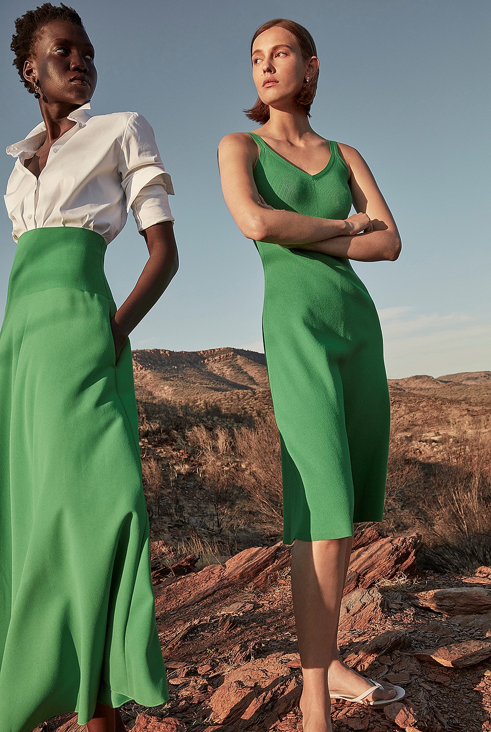 country road emerald green dress Dark Olive Linen Blend Fluid Cinched Shirt Dress - Dresses