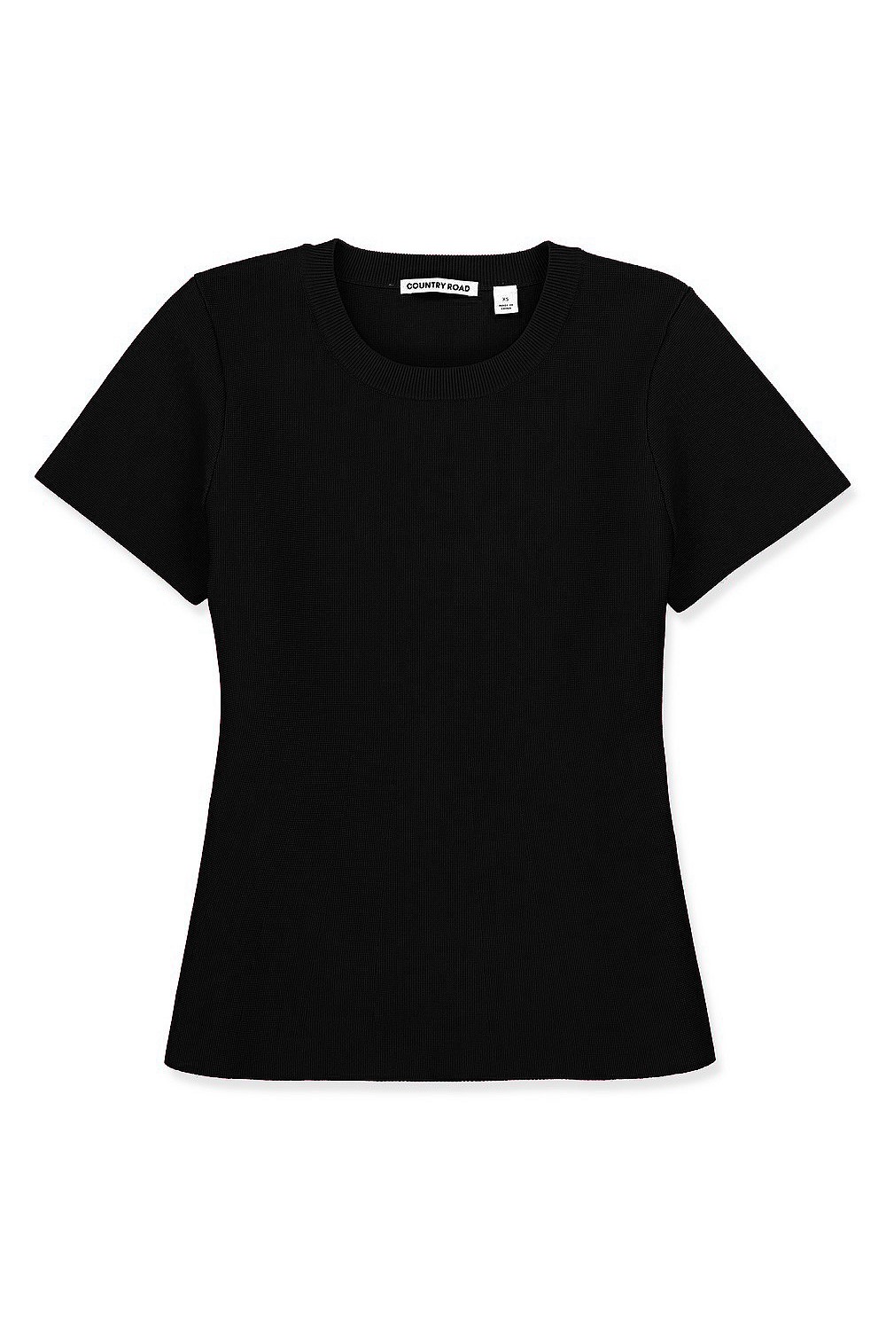 新品CLANEPUFF SLEEVE COMPACT KNIT TOPS Black Compact Knit Short Sleeve Top - Knitwear | Country Road