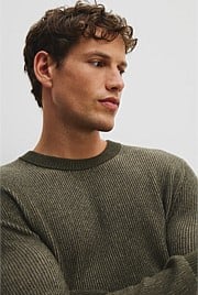 Khaki Green GCS-certified Cashmere Blend Crew Neck Knit - Natural Fibres |  Country Road