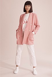 Salmon Pink Linen Relaxed Blazer Jackets Coats Country Road