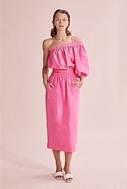 Pop Pink Silk One Shoulder Top Shirts Country Road