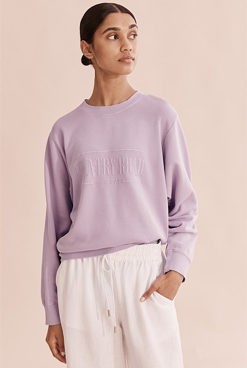 Mauve Verified Australian Cotton Heritage Sweat Sweats Country Road