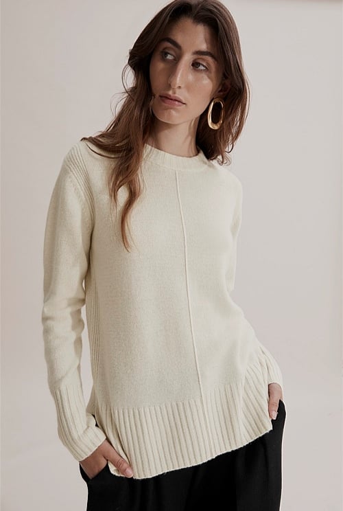 Winter White Crew Neck Pullover Natural Fibres Country Road