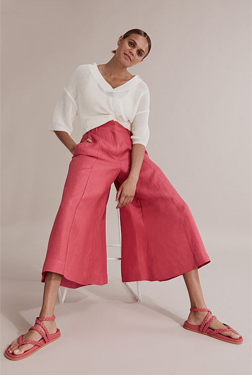 Primrose Organically Grown French Linen Culotte Pants Country Road