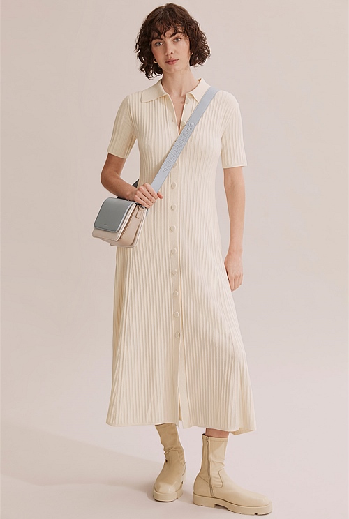 Cream Button Through Knit Dress Knitwear Country Road