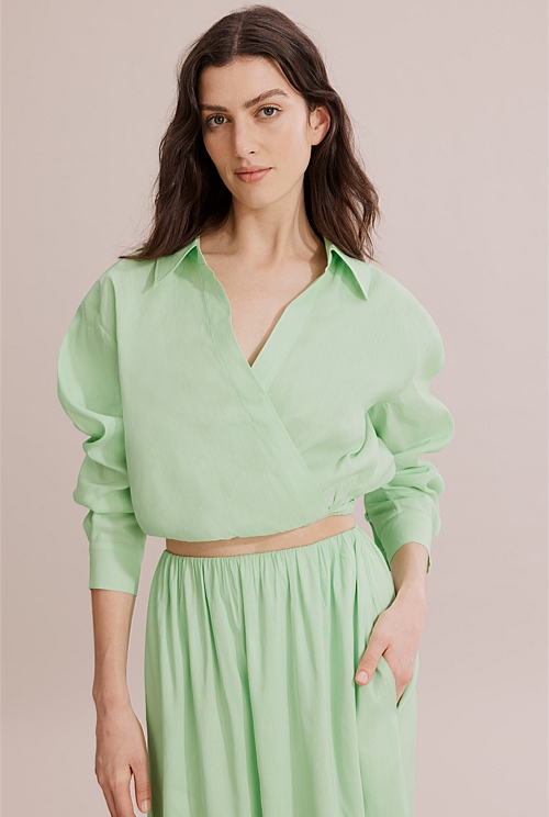  Other Stories wrap blouse in green