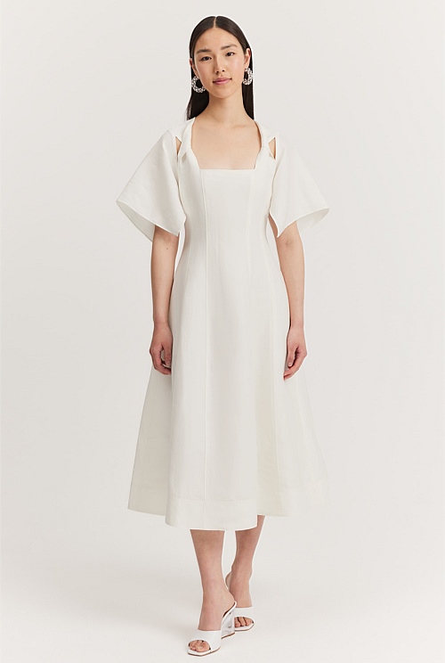 Antique White Twist Detail Midi Dress Dresses Country Road