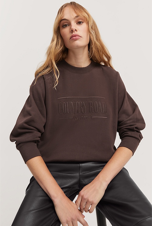 Chocolate Verified Australian Cotton Heritage Sweat Natural