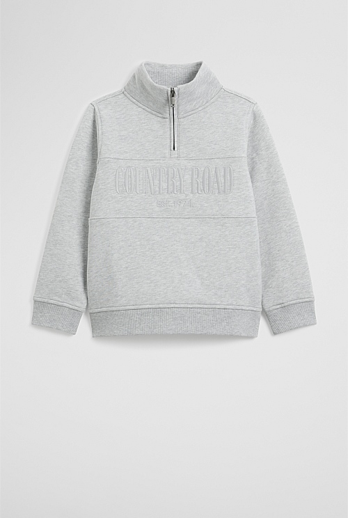 Light Grey Marle Verified Australian Cotton Heritage Half Zip