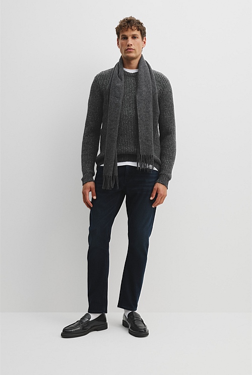 Charcoal Merino Nep Crew Knit - Knitwear | Country Road