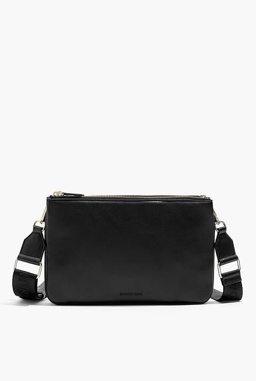 Black double zip cross hotsell body bag