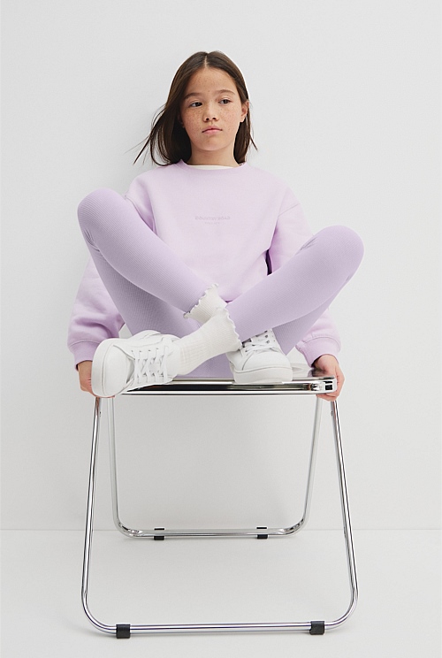 Leggings In Solid Rib Jersey Cotton