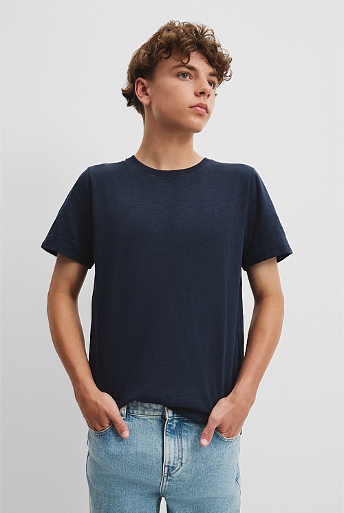 Teen Recycled Cotton Blend Plain CR Short Sleeve T Shirt