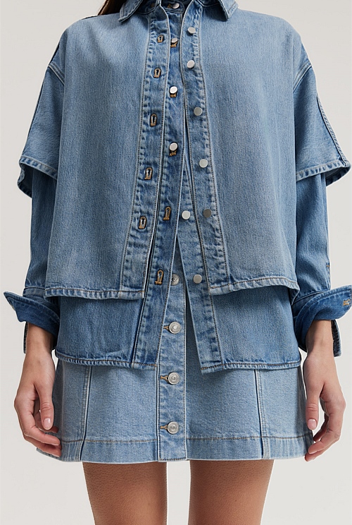 Buy Florence Button Thru Denim Skirt - Mid Blue Denim Elm for Sale Online  Australia | White & Co.
