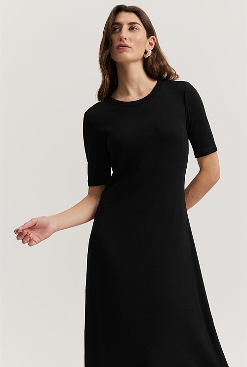 Black Rib T Shirt Dress Dresses Country Road
