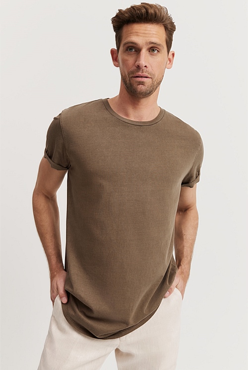 Australian Cotton Short Sleeve Longline Garment Dyed T-Shirt