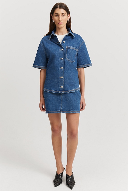 Denim short sleeve on sale shirts