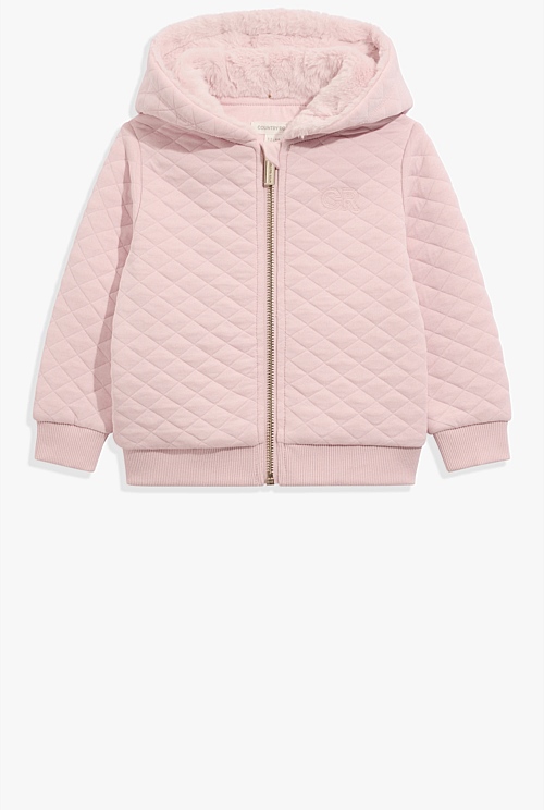 Quilted on sale jacket pink