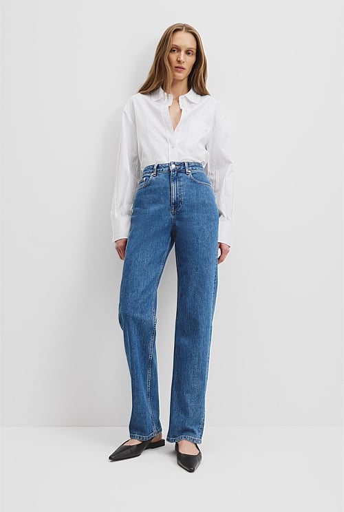 Light Wash High Rise Straight Leg Jean Pants Country Road