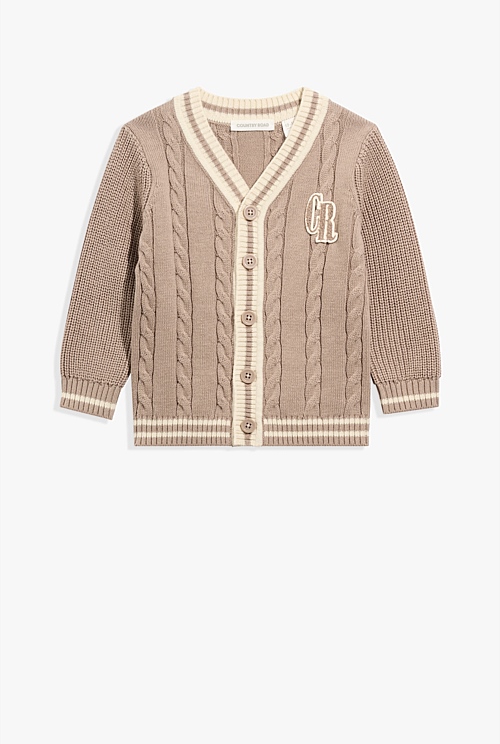 STADIUM / W-CARDIGAN . LS Organically Grown Cotton Varsity