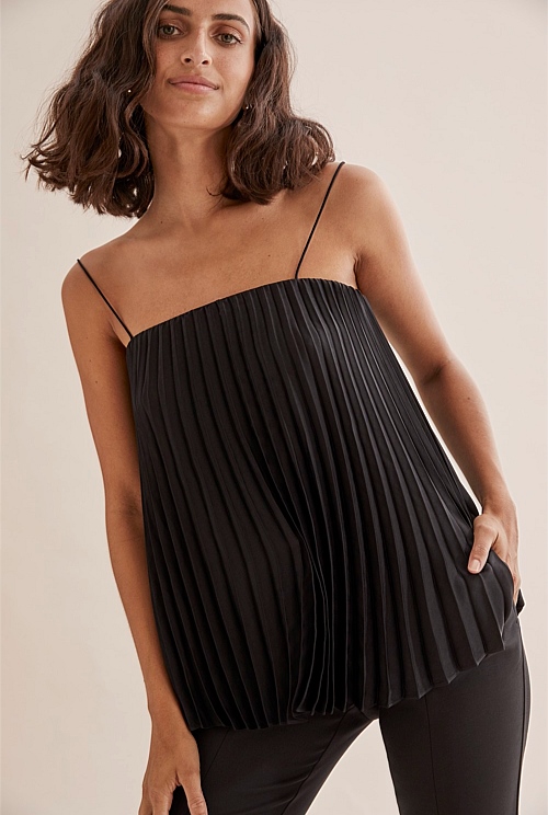 pleated cami top | OHOTORO