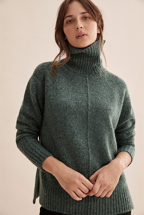 Emerald Nep Yarn Interest Knit - Knitwear | Country Road