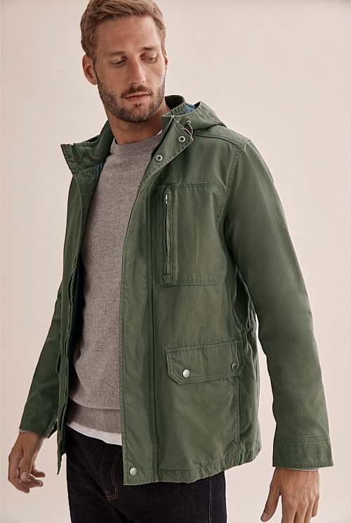 Khaki green parka mens best sale